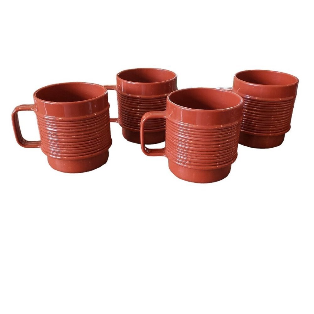 Vintage Rubbermaid Brown Melamine Ribbed Cups Plates Trays 3850 3819 10 Piece - Picture 2 of 11